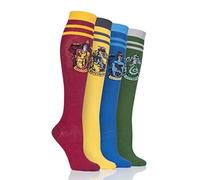Sock Shop Femmes 4 Paires Harry Potter Chaussettes hautes en coton avec insignes de maison - Assorti 36-40