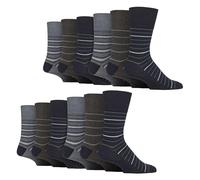 SOCK SHOP GENTLE GRIP - Lot De 12 Paires De Chaussettes Homme En Coton | Chaussettes Douces Sans Élastique Avec Motifs (39-45, Bande 2)