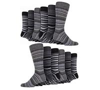 Sock Snob 12 Paires Homme Coton Chaussettes Rayures Luxe Colorée Business Robe Chaussettes Rayees (39-45, Buenos Aires)
