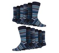 Sock Snob 12 Paires Homme Coton Chaussettes Rayures Luxe Colorée Business Robe Chaussettes Rayees (39-45, Leicester)