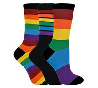 Sock Snob 3 Paires Enfant Chaussettes Arc en Ciel Rayées Fantaisie Chaussettes pour Fille et Garcon (arc-en-ciel, 27-30)