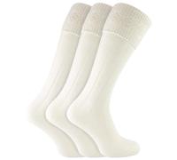 Sock Snob 3 Paires Homme Chaussettes Kilt Chaussettes Longues Côtelées en Couleur Crème (39-45, Crème)