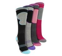 Sock Snob 4 Paires Chaussettes De Ski Pour Filles Hiver Thermiques Épaisses Chaussettes (7-10 Ans, Assorti)