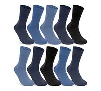 sockenkauf24 10 paires de chaussettes habillées pour femmes et hommes 100% coton sans couture et sans bandes élastiques désagréables (47-50, 4 x Marine | 4 x Denim | 2 x Noir)