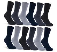 sockenkauf24 12 Paires Chaussettes Diabetiques Homme Femme 100% Coton sans Pression sans couture (39-42, Noir | Bleu | Gris)