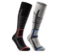 sockenkauf24 2 Paires Chaussette de Ski Homme et Femme Chaussette Ski Hautes de Snowboard 34715 (Gris Noir 35-38)