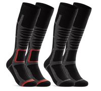 sockenkauf24 2 Paires Chaussette de Ski Homme et Femme Chaussette Ski Hautes de Snowboard 34715 (Noir Rouge 47-50)