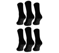 sockenkauf24 3 ou 6 Paires Chaussettes antidérapantespour Femme Homme (35-38, 6 Paires - Noir)