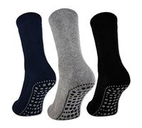 sockenkauf24 3 ou 6 Paires Chaussettes antidérapantespour Femme Homme (47-50, 3 Paires - Noir | Bleu | Gris)