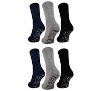 sockenkauf24 3 ou 6 Paires Chaussettes antidérapantespour Femme Homme (47-50, 6 Paires - Noir | Bleu | Gris)