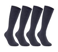 sockenkauf24 4 ou 8 paires de chaussettes pour homme et femme en coton avec taille confortable, 4 paires - Bleu marine, 43-46