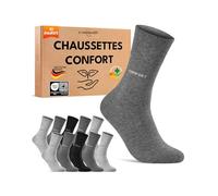 sockenkauf24 Chaussettes Confort Diabetiques Femme 35-38 10 Paires sans Elastique et sans Couture Noir Gris Anthracite