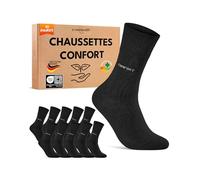 sockenkauf24 Chaussettes Confort Diabetiques Homme 47-50 10 Paires sans Elastique et sans Couture Noir