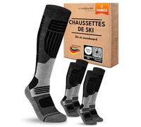sockenkauf24 Chaussettes de Ski Homme Laine Merinos 43-46 Noir 2 Paires