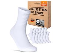 sockenkauf24 Chaussettes de Sport Femme Chaussettes de Tennis Lot de 6 Paires Crew Socks Respirantes et Renforcées 70107T (Blanc 35-38)