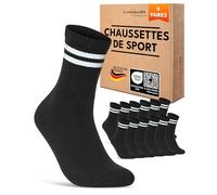 sockenkauf24 Chaussettes de Sport Femme Chaussettes de Tennis Lot de 6 Paires Crew Socks Respirantes et Renforcées 70107T (Noir Rayures 35-38)