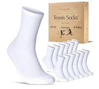sockenkauf24 Chaussettes de Sport Femme Chaussettes de Tennis Lot de 6 Paires Crew Socks Respirantes et Renforcées 70107T (Blanc 39-42)