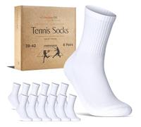 sockenkauf24 Chaussettes de Sport Homme Chaussettes de Tennis Lot de 6 Paires Crew Socks Respirantes et Renforcées 70107T (Blanc 39-42)
