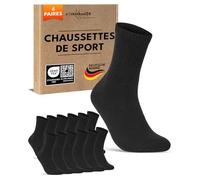 sockenkauf24 Chaussettes de Sport Homme Chaussettes de Tennis Lot de 6 Paires Crew Socks Respirantes et Renforcées 70107T (Noir 47-50)
