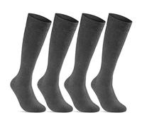 sockenkauf24 Chaussettes hautes pour homme et femme (4 ou 8 paires) avec bord confortable en coton, 4 paires - Anthracite, 39-42