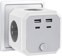 Socket Cube With Switch, Power Strip With Usb, 8 In 1 Power Strip Without Cable, 4 Ac 110V-250V, 2 Usb-A + 2 Usb-C 5V/3.4A Ports, Cube Adapter For Home, Office