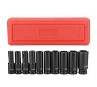 Socket Impact Set 10 Pieds 2 pouces Drive 6 points Points Deep Impact Sockets High Durness Steel Adapter Adapter Repairing Tool Kit With Plastic Storage Base for Automotive Repair