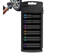 Socket Set - Steel 1/2 Inch 6-Piece 10-21mm | Heavy Duty | Deep Wheel Removal Kit With Color Rings | Pneumatic Lug Nut Tool For Tire Repair Maintenance