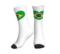 Socks, Amour Drapeau Brésil Coeur Brésilien Chaussettes Sport Homme Respirantes Chaussettes Courtes Légères Socquettes De Sport Pour Handball Yoga Aptitude Training 40cm