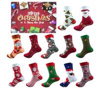 Socks Christmas Calendar - 24 Days Countdown Present Box, 12 Pairs Homey Winter Crew Socks, Fun Surprise Holiday Collection for Women Men Teens, Festive Fashion Accessory, 14.57x9.84x1.97 Inches