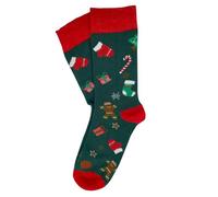 Socks Tunnel Chaussettes de Noël Unisexe - Chaussettes Drôles et Colorées avec Motifs de Noël - Idée Cadeau - Coton - Taille 36-43 (Biscuits Verts)