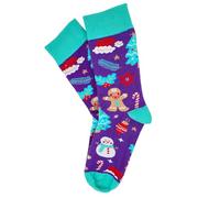 Socks Tunnel Chaussettes de Noël Unisexe - Chaussettes Drôles et Colorées avec Motifs de Noël - Idée Cadeau - Coton - Taille 36-43 (Biscuit Rouge)