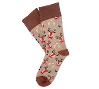 Socks Tunnel Chaussettes de Noël Unisexe - Chaussettes Drôles et Colorées avec Motifs de Noël - Idée Cadeau - Coton - Taille 36-43 (Cerf Marron)