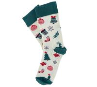 Socks Tunnel Chaussettes de Noël Unisexe - Chaussettes Drôles et Colorées avec Motifs de Noël - Idée Cadeau - Coton - Taille 36-43 (Cerf Crème)