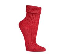 Socks4Fun Lot de 2 paires de chaussettes en laine douce pour femme et fille - En laine et laine d'alpaga - Agréable au toucher - Chaudes et confortables - Avec double enveloppe, rouge, 35-38