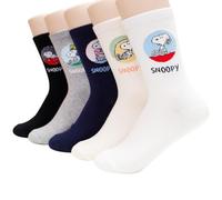 socksense The Peanuts Snoopy Chaussettes sous licence pour femmes et adolescentes Motif personnages de dessins animés, Bulle_5 paires, taille unique