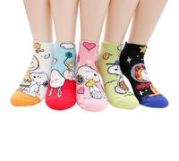socksense The Peanuts Snoopy Chaussettes sous licence pour femmes et adolescentes Motif personnages de dessins animés, Day_5 paires, taille unique