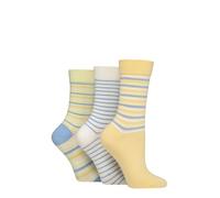 SockShop Chaussettes douces en bambou pour femmes avec coutures lisses au niveau des orteils dans des motifs unis et rayés - Lot de 3, 32-36