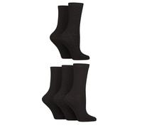 SockShop Chaussettes en bambou - Femme, Respirant, Rafraîchissant, Uni, À motifs et rayés dans, 5 paires Taille 37-42 (FR/ES, Numérique, 37, 42, Taille normale, Taille normale, Texture Noir)