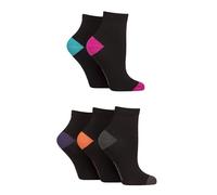 SockShop Femme Bambou Socquettes - rafraîchissantes, respirantes, Uni, motifs, Lot de 5 paires Taille 37-42 (FR/ES, Numérique, 37, 42, Taille normale, Taille normale, Talon et pointe noir brillant)