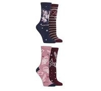 SockShop Femme Harry Potter Poudlard Chaussettes en coton - Lot de 4 avec motifs des maisons, doux et respirants, idée cadeau magique pour les fans et les amateurs de films, taille 4-8, coloris