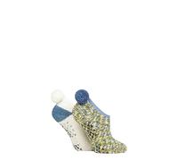 SockShop Femme souple Chaussettes - Pompons Mary Jane À motifs Chaussettes avec poignées antidérapantes 2 Paires Taille 37-42 Mousse espagnole 37-42