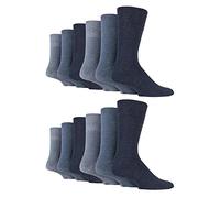 sockshop Gentle Grip - Chaussettes Hommes Non Élastiques 12 Paires - EU 39-45, Mélange de bleu MGG102