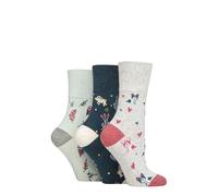 SockShop Gentle Grip Femme Chaussettes Fleurs à motifs et à rayures Paquet de 3 Chiens/Hibou/Lapin 37-42