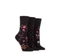 SockShop Gentle Grip Femme Chaussettes Fleurs à motifs et à rayures Paquet de 3 Nuit Florale 37-42