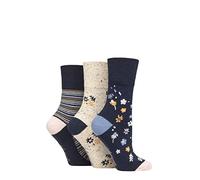 SockShop Gentle Grip Femme Chaussettes Fleurs à motifs et à rayures Paquet de 3 Taille 37-42 Été Petites Fleurs