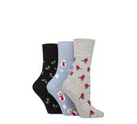 SockShop Gentle Grip Femme Coton Noël Chaussettes Paquet de 3 Noël 37-42