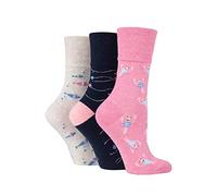 SockShop Gentle Grip Femme Fun Feet Chaussettes Paquet de 3