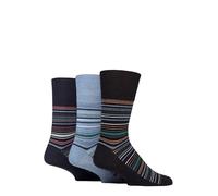 SockShop Gentle Grip Homme À motifs et à rayures Coton Chaussettes 3 Paires dans Tailles 39-45 (FR/ES, Numérique, 39, 45, Taille normale, Taille normale, Rayures fines noires/marine/bleu clair)
