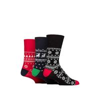 SockShop Gentle Grip Homme Chaussettes de Noël en coton Paquet de 3 (FR/ES, Numérique, 39, 45, Taille normale, Taille normale, Rouge/Marine)
