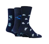 SockShop Gentle Grip Homme Fun Feet Chaussettes Paquet de 3 Mer profonde 39-45